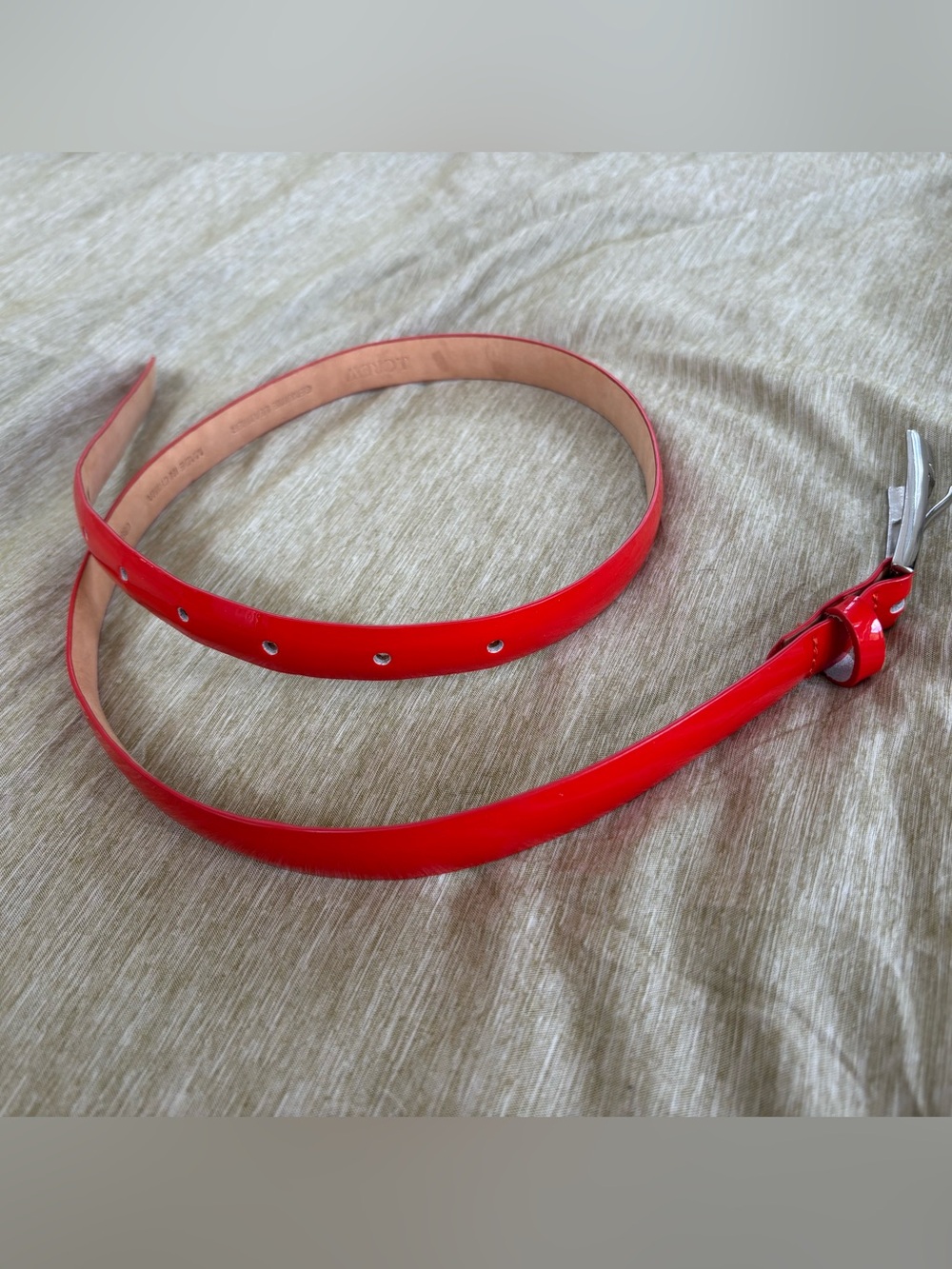 Red Skinny Belt Bright Red Slim Patent Leather XS
